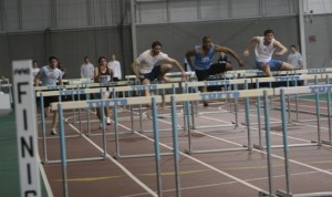 1 McCleary, Bardin, Barron, Acholonu, and Donadt in the 55mH at last year's Alumni Invitational