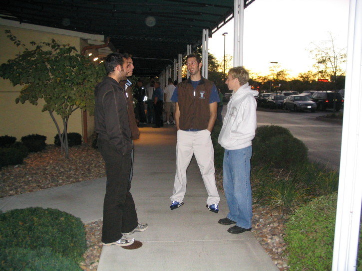 Neil Orfield, Dave Sorensen, Ethan Barron, Kyle Doran Waiting to get a table at the Olive Garden