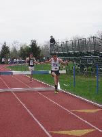 Josh Kennedy comes off a hurdle in the NESCAC Steeplechase