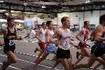 Aaron Kaye runs in traffic in the 1200 leg of the DMR.