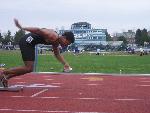 Ray Carre comes out of the blocks in the 200