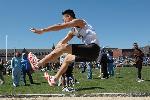 Kenny Kang prepares for landing in the Long Jump
