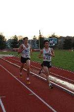 Neil Orfield and Justin Chung run together in the 5k.  Both set personal records.