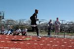 Fred Jones warms up for the Long jump