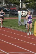 Raquel Morgan runs alone in the 10k.