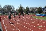 Dustin Virgilio runs the first curve strong in the 400