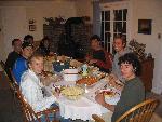 Kyle Doran, Chris Kantos, Matt Fortin, Justin Chung, Neil Orfield, Josh Kennedy, Dave Sorensen, Matt Lacey enjoying dinner at the Lacey's before Regionals
