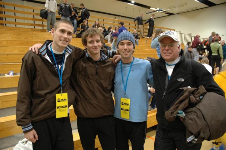 Nate Brigham, Brian McNamara, Peter Bromka, and Coach Putnam at the awards ceremony