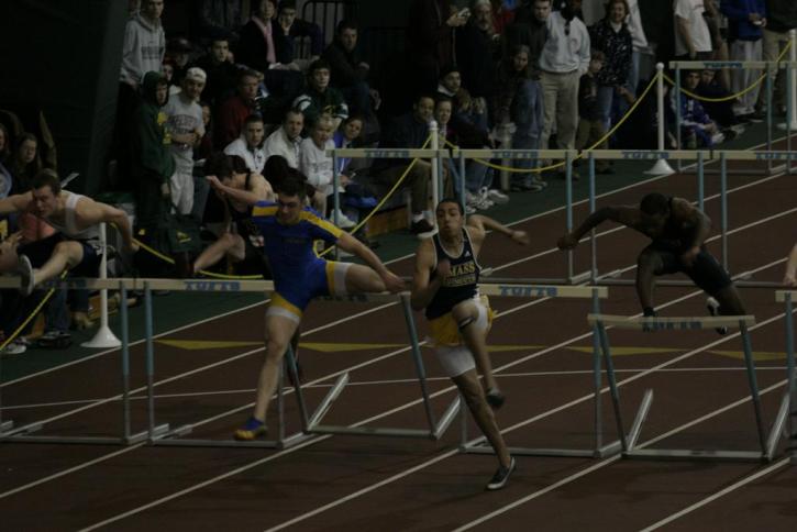 Jamil Ludd and Nate Thompson charge the fifth hurdle