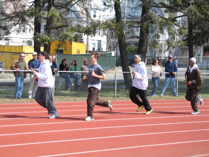 4x1 squad warming up. Mickey Ferri, Colin Fitzgerald, Nate Scott, Fred Jones