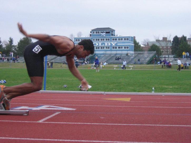 Ray Carre comes out of the blocks in the 200