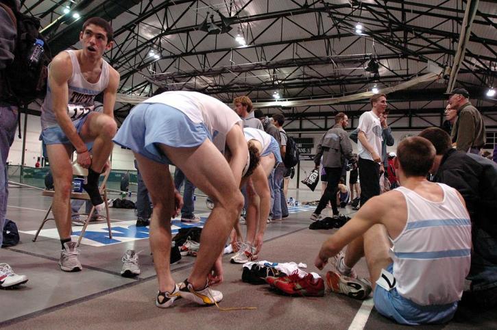 Aaron Kaye, Pat Mahoney, Matt Fortin and Trevor Williams just after their 8th place finish in the DMR.