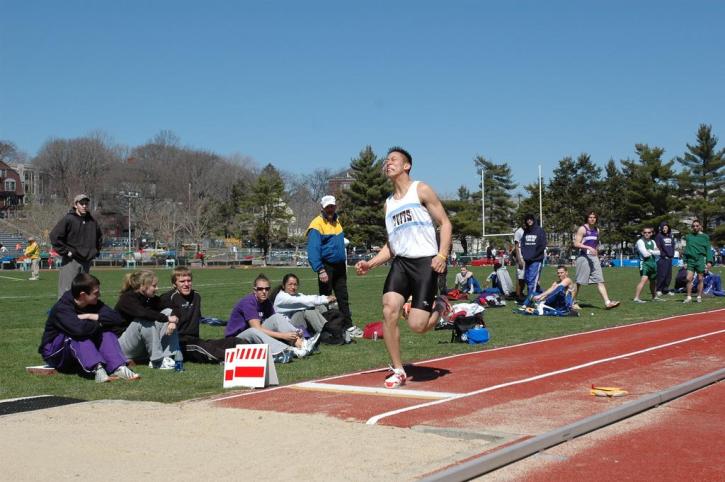 Kenneth Kang about to takeoff in the long jump
