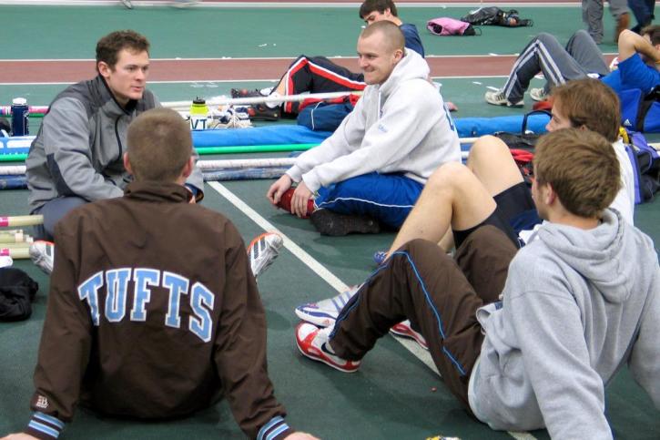 Seth Lapierre and the other pole vaulters prepare for the meet