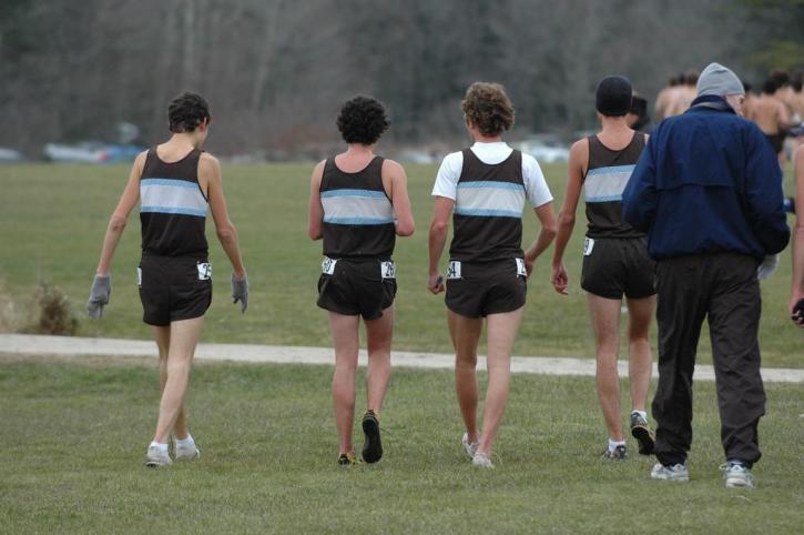 Chris Kantos, Matt Lacey, Peter Bromka and Josh Kennedy walking away from the finish.