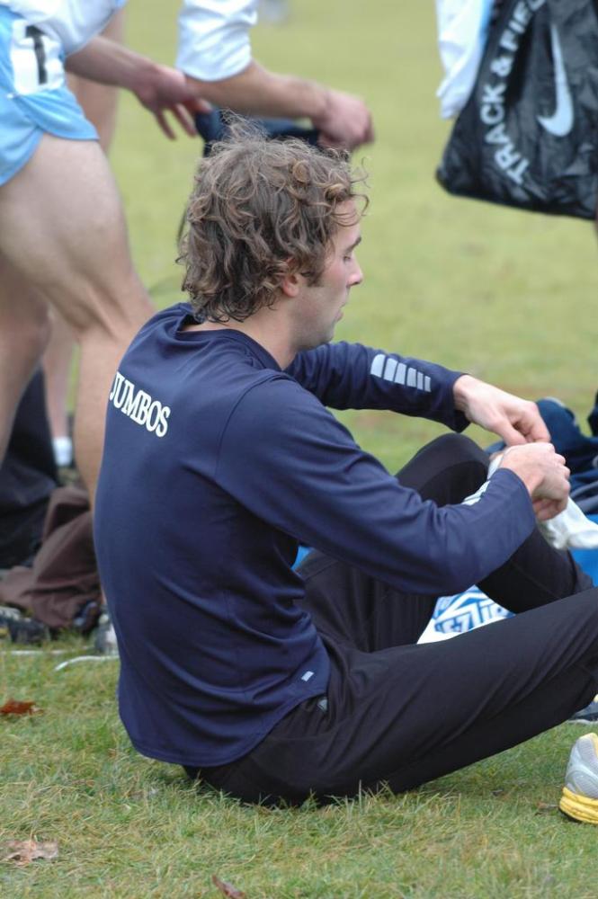 Peter Bromka getting ready for a cool-down