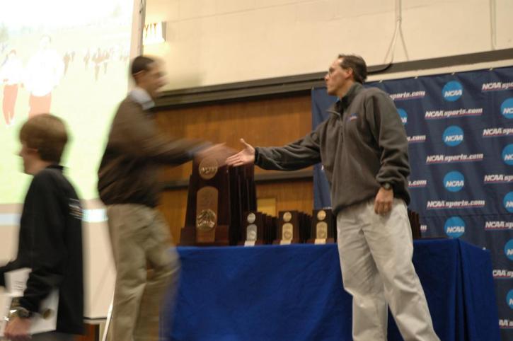 Josh Kennedy going up to be presented with the 32nd place trophy