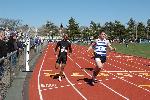Fred Jones coasts to a stop after the 100