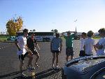 Sorensen, Fortin, Kennedy, Neil, Justin Chung, Lacey, McNeish streching before Jim Drews