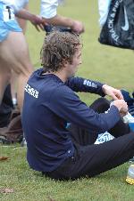 Peter Bromka getting ready for a cool-down