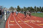 Fred Jones and Marcus Boggis in the 100. Marcus pulled his hamstring