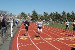Fred Jones finishes the 100 meter dash